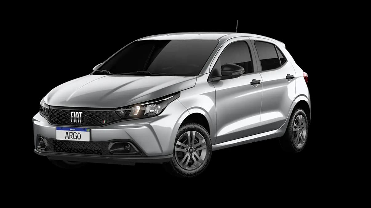 Fiat Argo 1.0 MT 2026 em estúdio, vista 3/4 dianteira