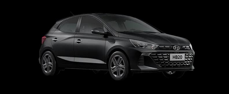 Hyundai HB20 Limited MT 2026 em estúdio, vista 3/4 dianteira