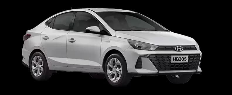 hyundai HB20s Confort 2026 em estúdio, vista 3/4 dianteira